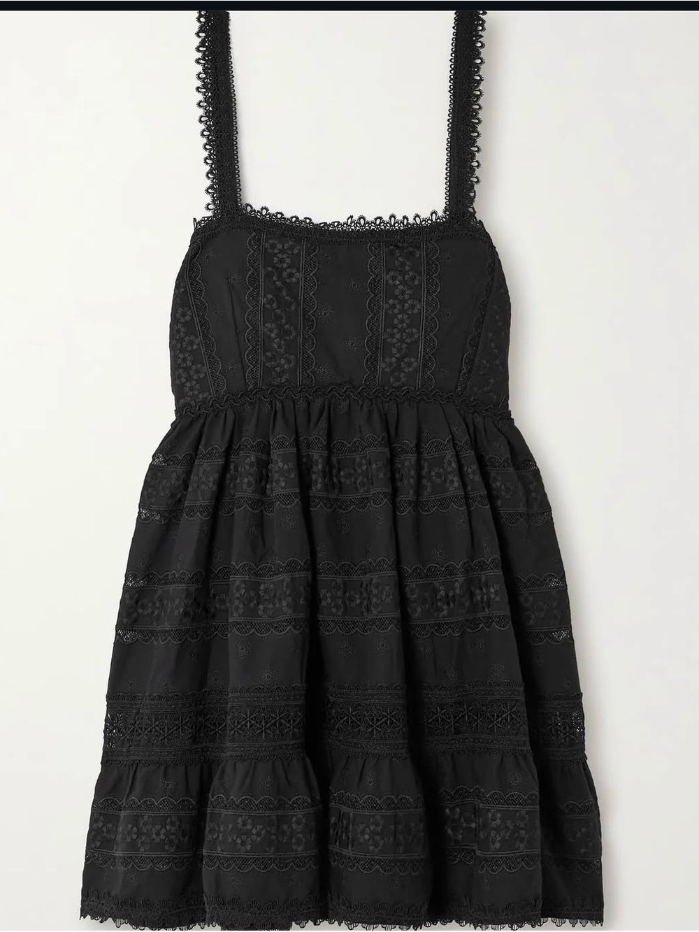 Waimari Black Lace-Trim Square Neck Dress